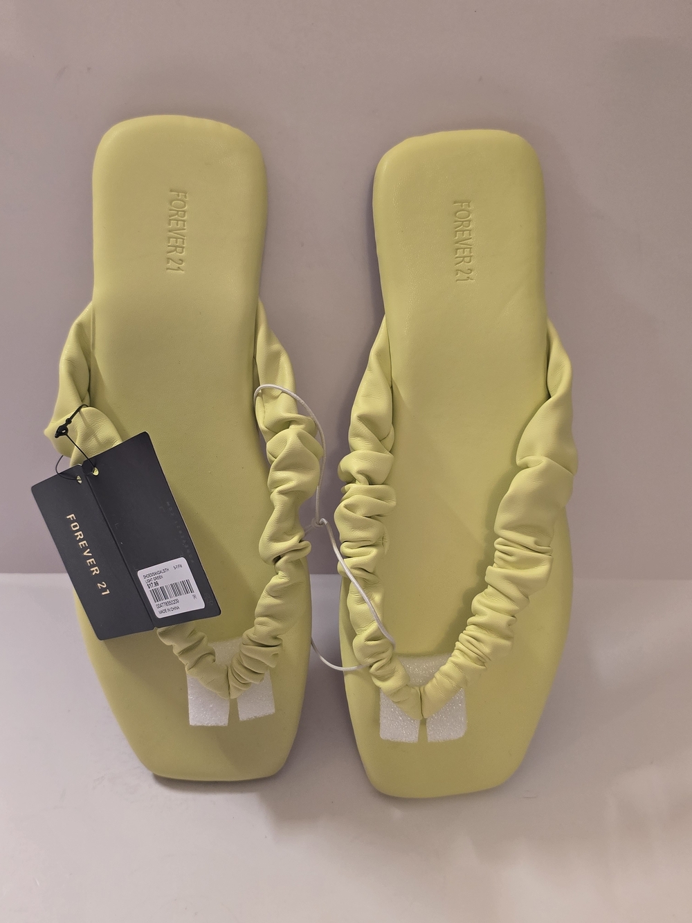 Forever 21 Light Green Ruched Strap Square-Toe Sandals
